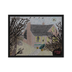 Halloween Cottage Framed Canvas Print (32″x24″) Ready to Hang
