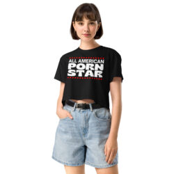 Alternative view of All American Porn Star (red & white version) Crop Top Shirt