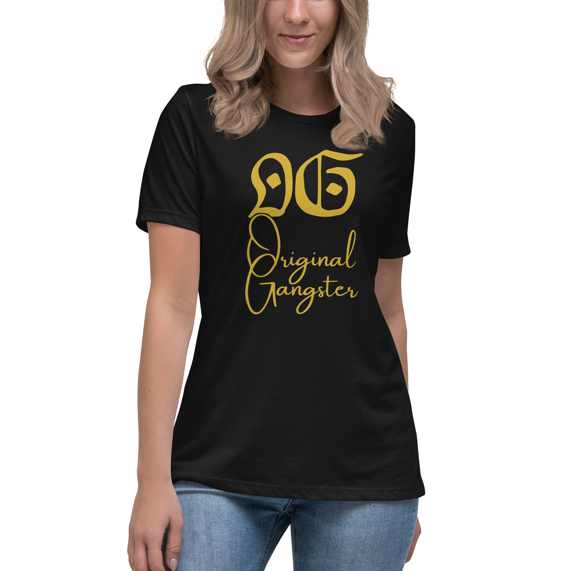 O.G. Original Gangster (Gold gothic & cursive font) Women's T-Shirt - Image 2