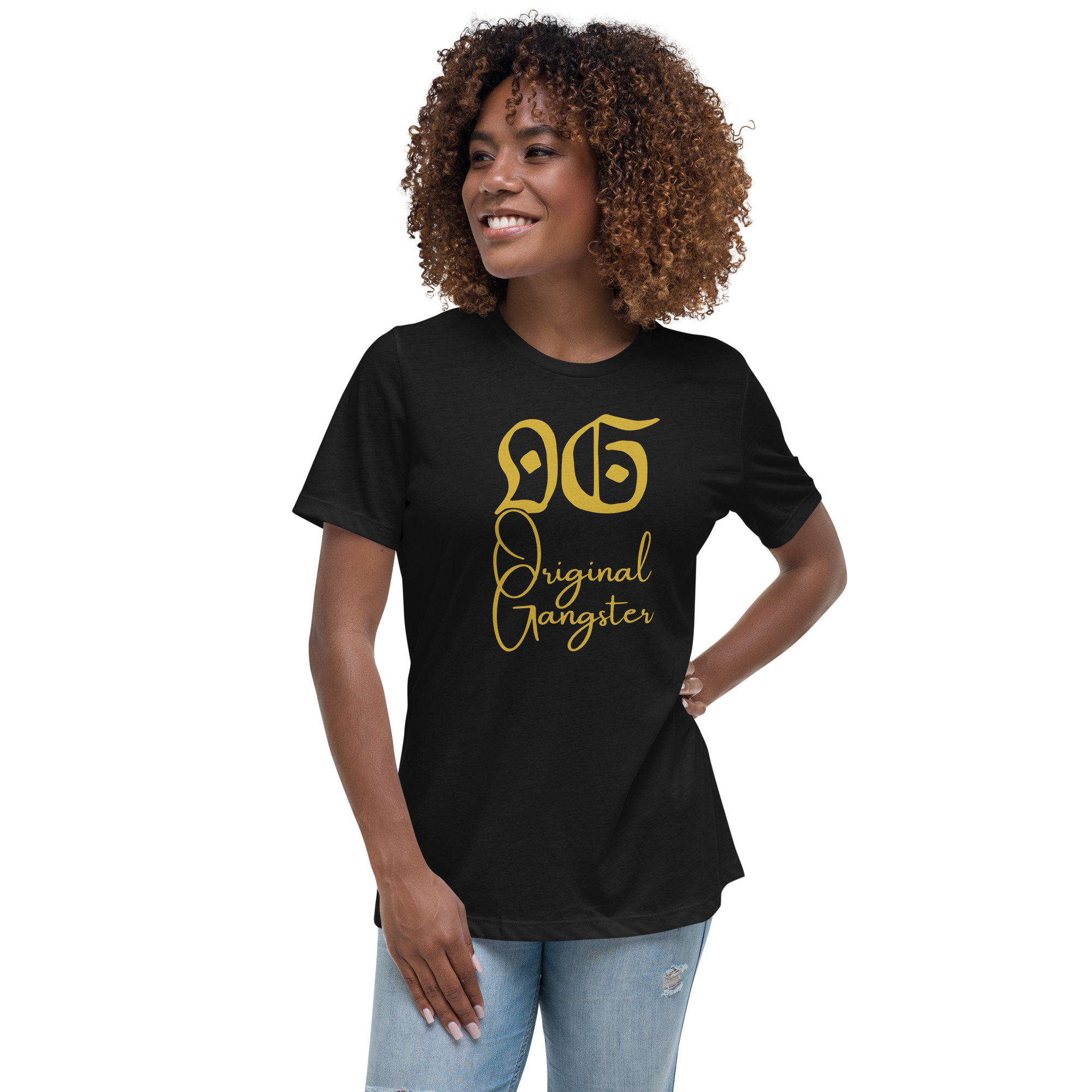 O.G. Original Gangster (Gold gothic & cursive font) Women's T-Shirt - Image 3