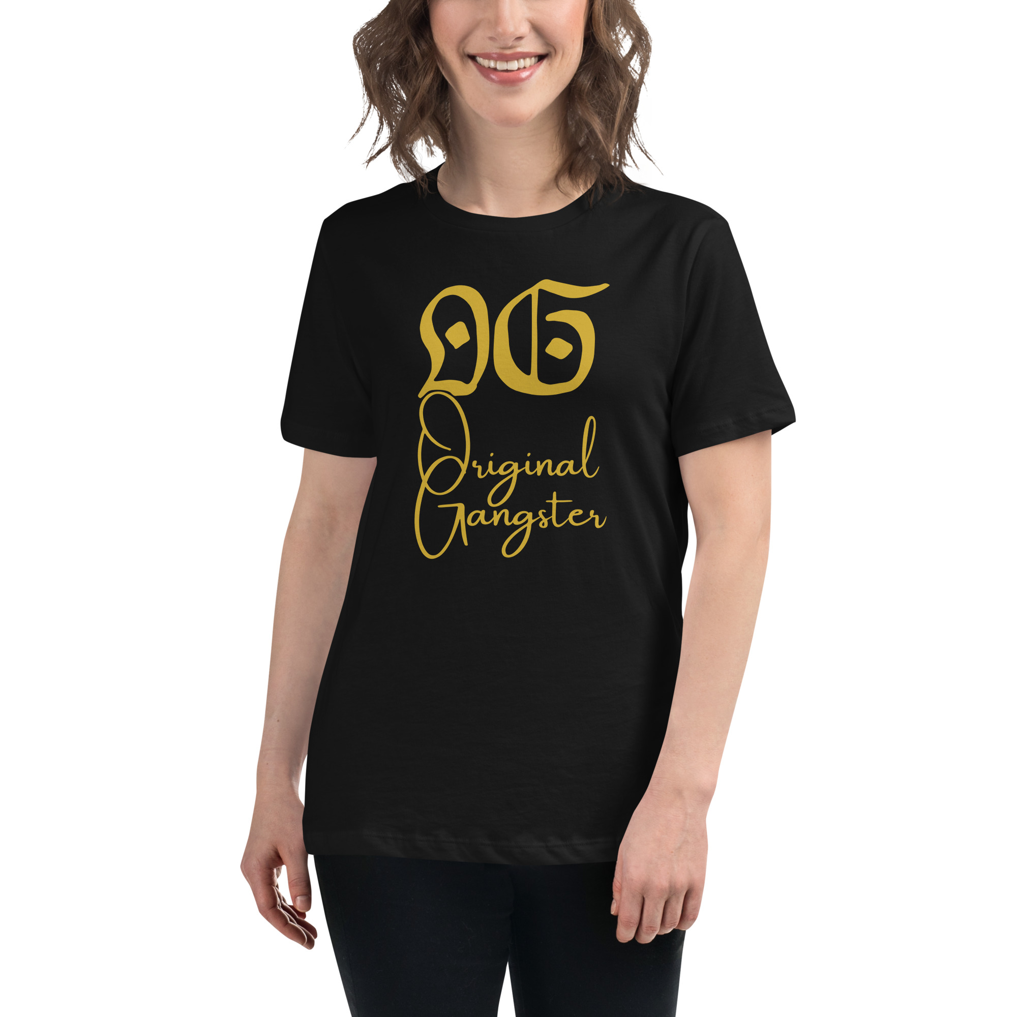 O.G. Original Gangster (Gold gothic & cursive font) Women's T-Shirt - Image 4