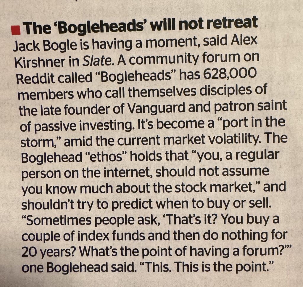 Bogleheads are Jack Bogle disciples