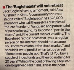 Bogleheads are Jack Bogle disciples