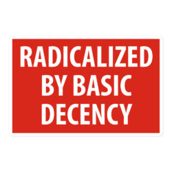 RADICALIZED BY BASIC DECENCY Sticker