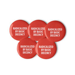 RADICALIZED BY BASIC DECENCY Set of 5 pin buttons