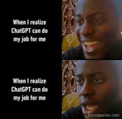 When I realize ChatGPT can do my job for me