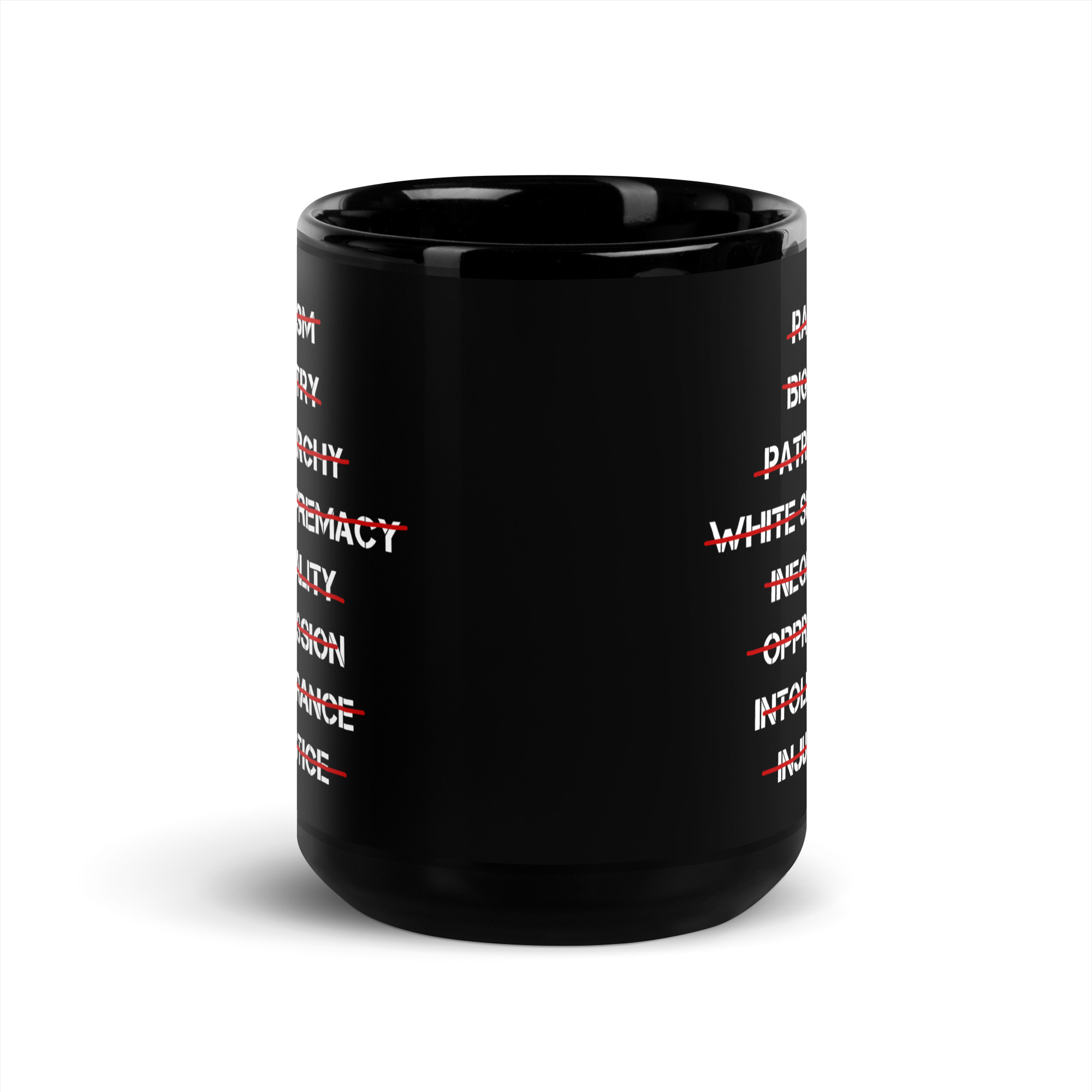 Anti Racism, Anti Bigotry, Anti Patriarchy Black Coffee Mug - Image 6
