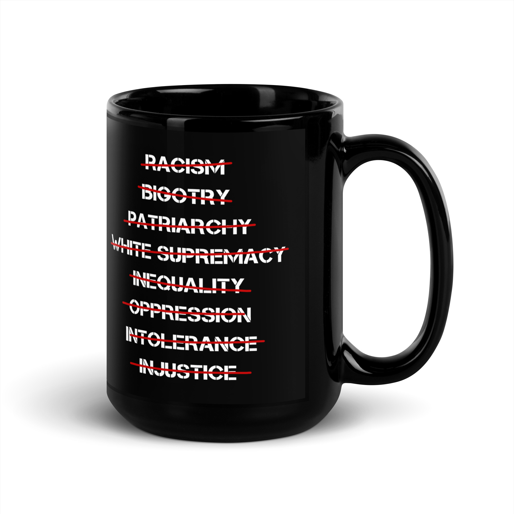 Anti Racism, Anti Bigotry, Anti Patriarchy Black Coffee Mug - Image 5