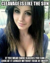 Cleavage is like the Sun - If you wear dark glasses you can look at it longer without risk of injury