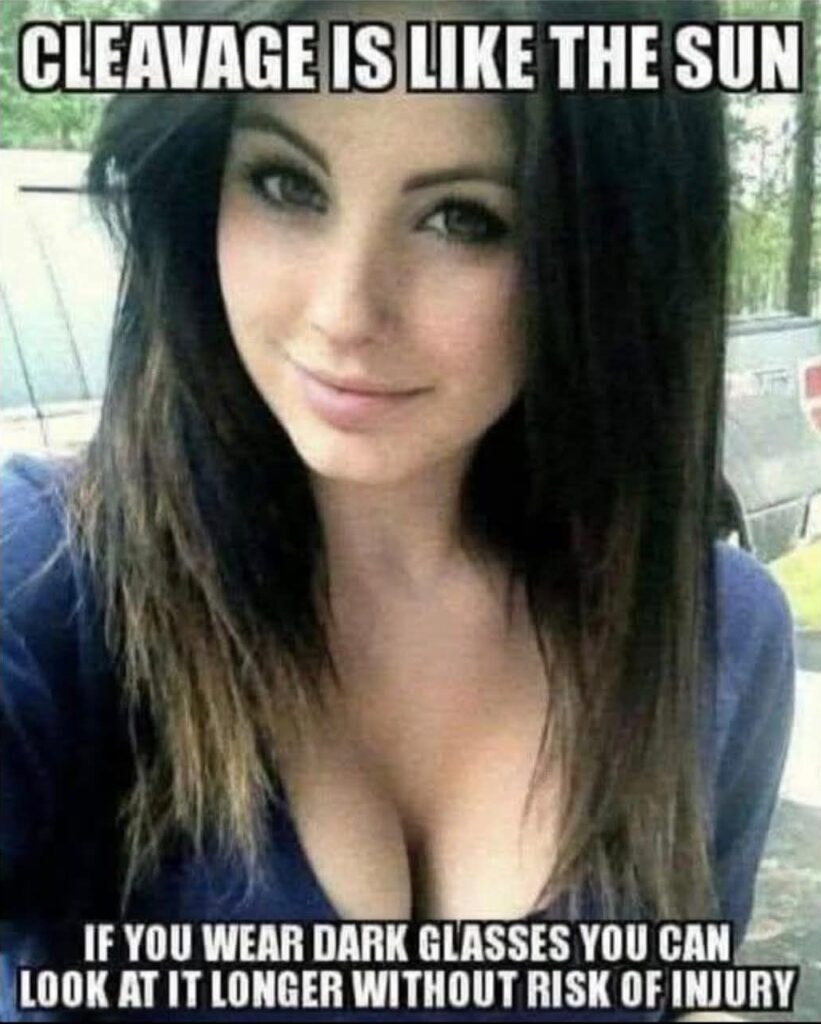 Cleavage is like the Sun - If you wear dark glasses you can look at it longer without risk of injury