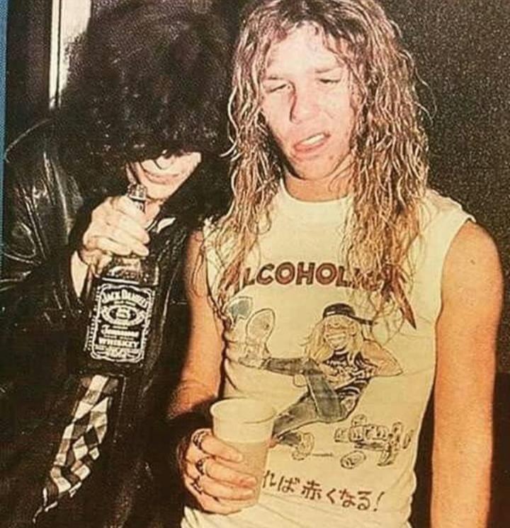AlcoholicA shirt as worn by a drunk James Hetfield with Joey Ramones