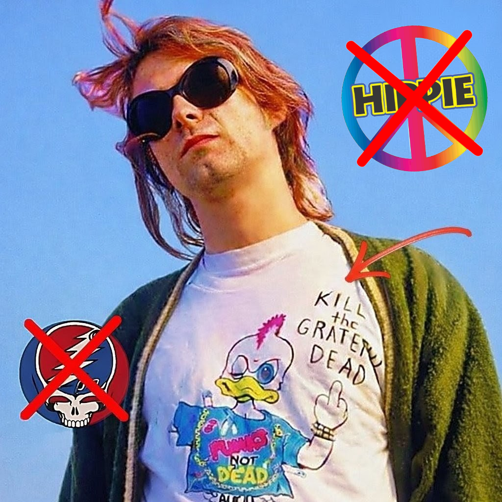 Kurt Cobain Kill the Grateful Dead t-shirt hated hippies