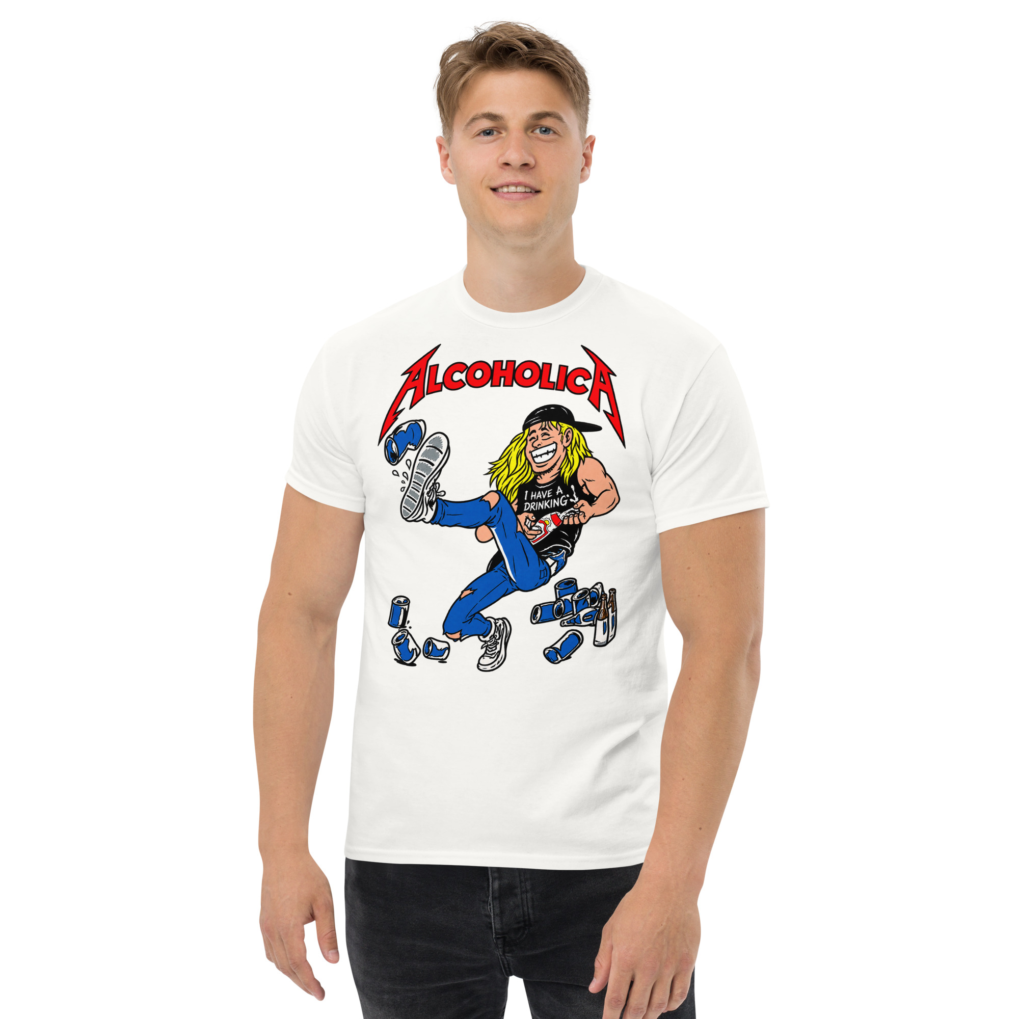AlcoholicA drunk cartoon T-Shirt - Image 2