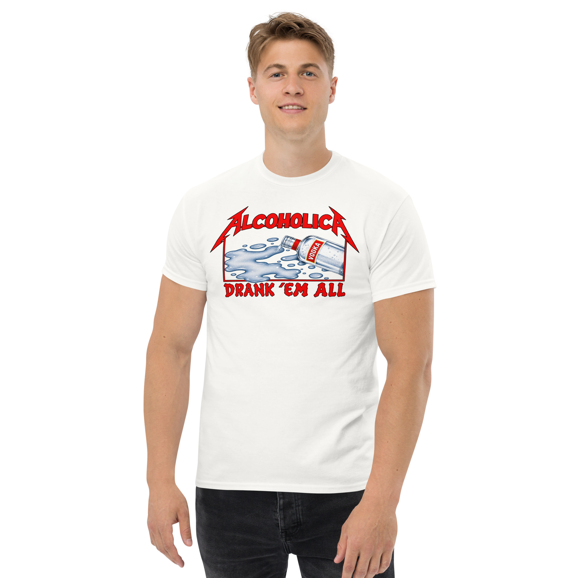 AlcoholicA Drank' Em All T-Shirt as worn by James Hetfield of MetallicA - Image 2
