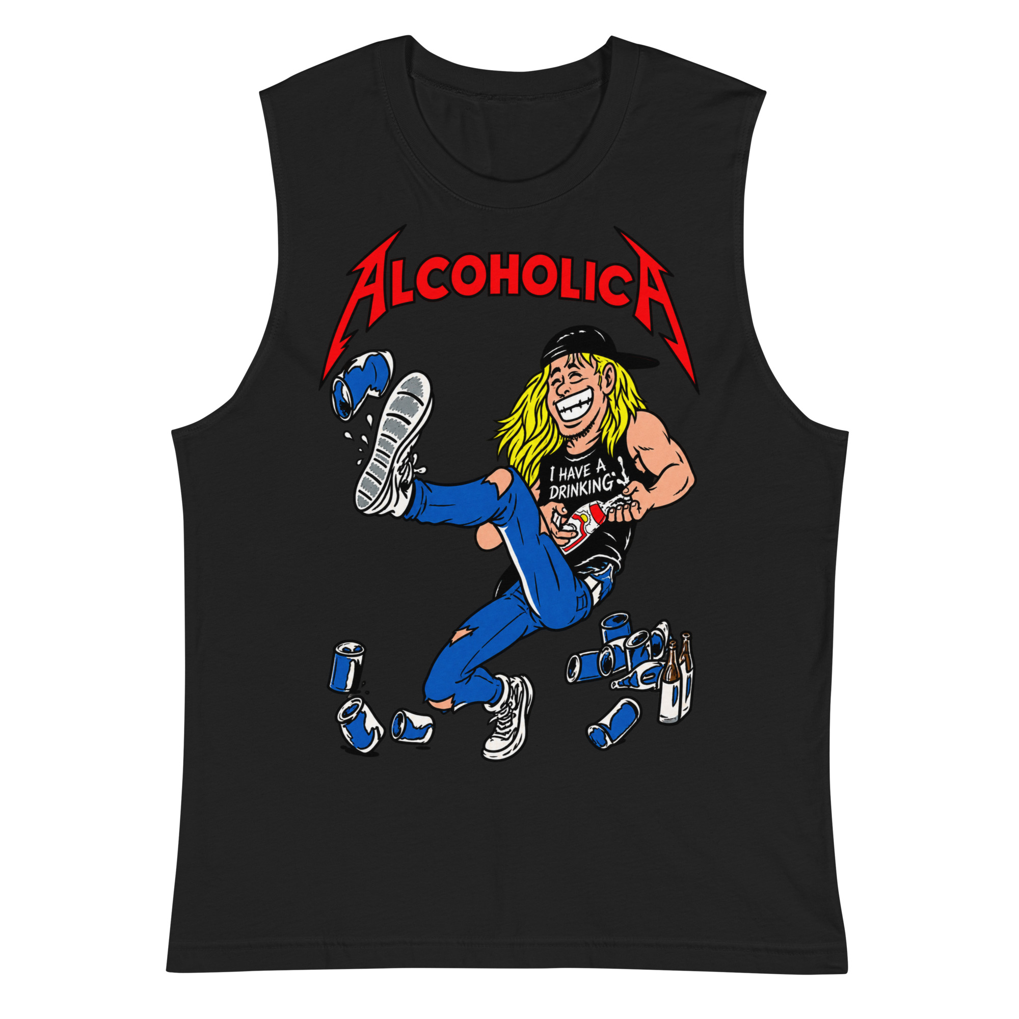 AlcoholicA drunk cartoon Sleeveless Shirt - Image 4