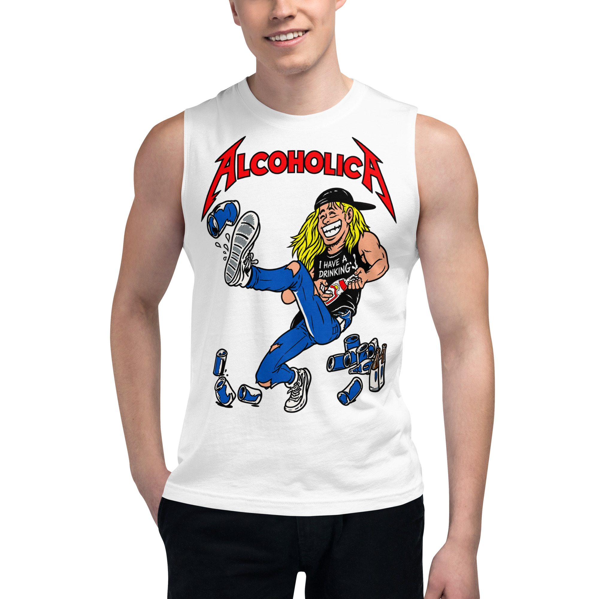 AlcoholicA drunk cartoon Sleeveless Shirt - Image 2