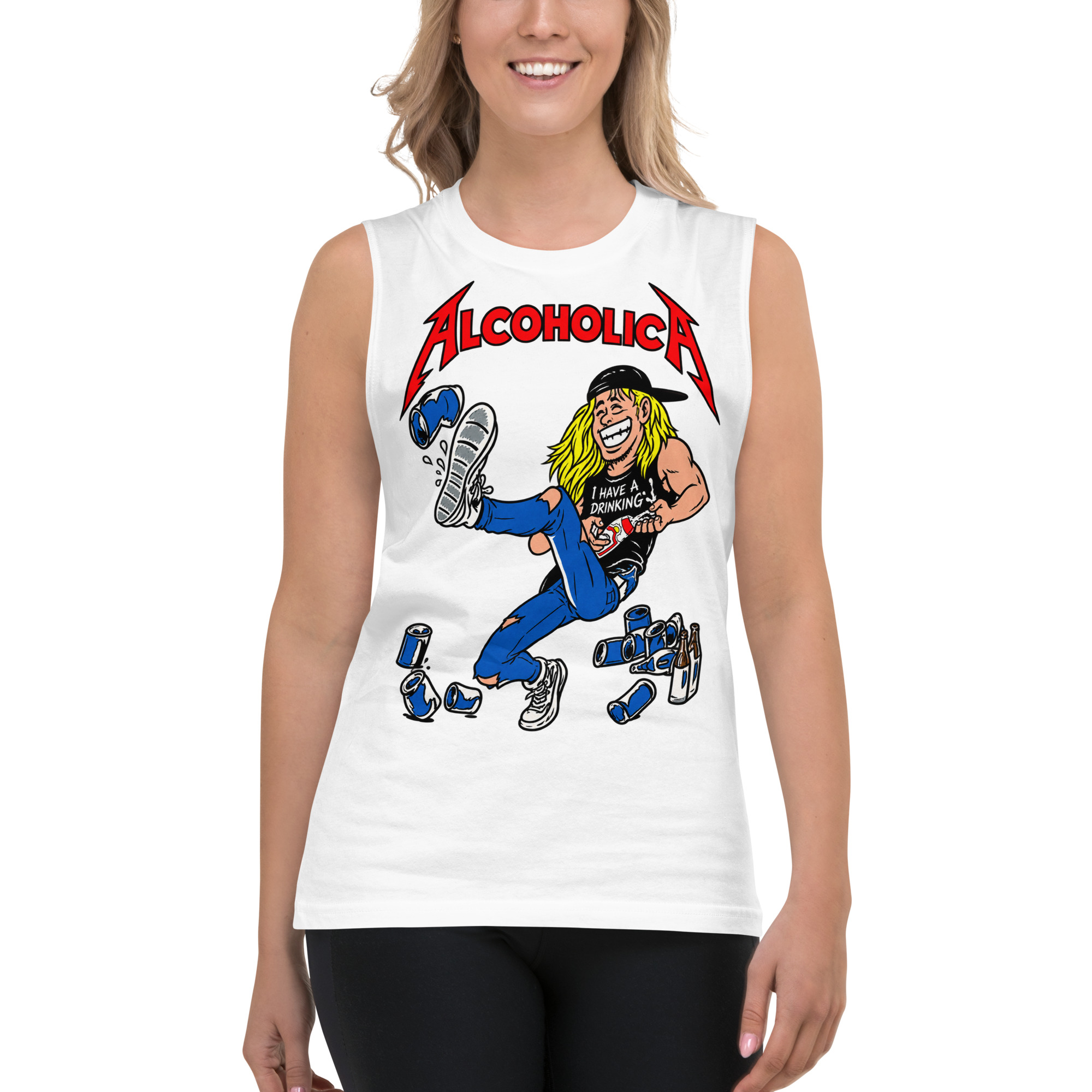 AlcoholicA drunk cartoon Sleeveless Shirt - Image 3